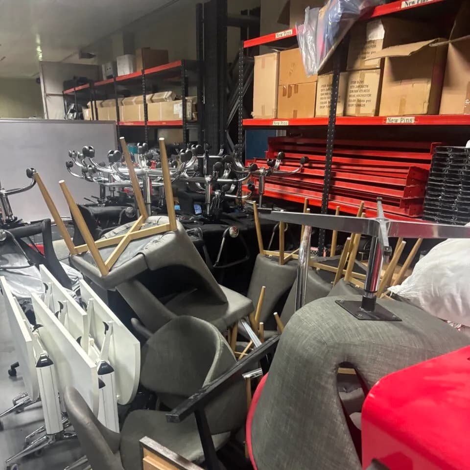Pre-loved office furniture catalogued for resale through the Reuse & Renew platform